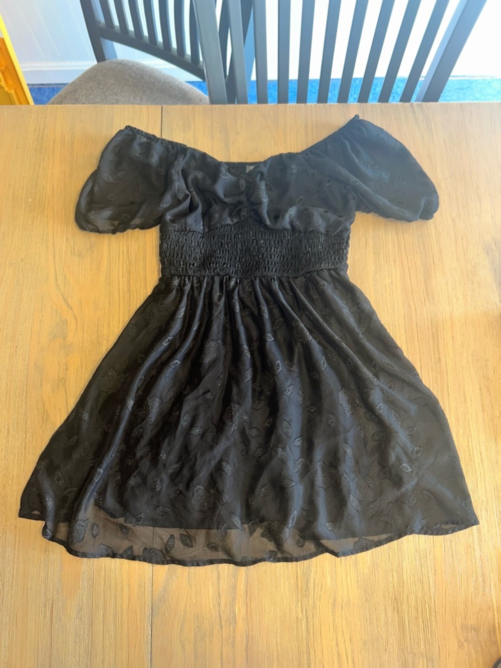 Lily Rose Black Off-Shoulder Smocked Waist Mini Dress